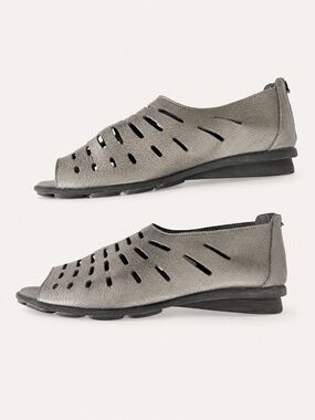 Arche Slip On Silver Gray Leather/Nubuck Perforated back-zip sandals SZ40 /US-9